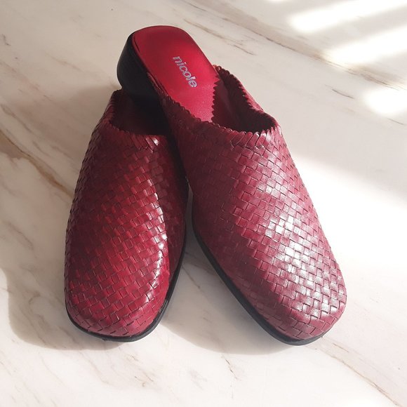 Nicole Shoes - NICOLE SURVIVOR RED BASKET WEAVE MULES 8.5M